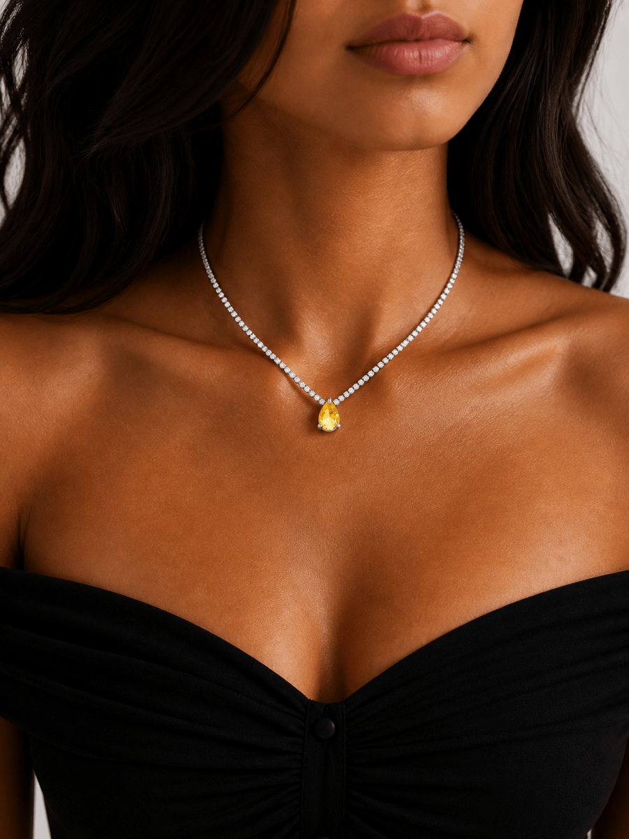 Citrine Drop Tennis Necklace