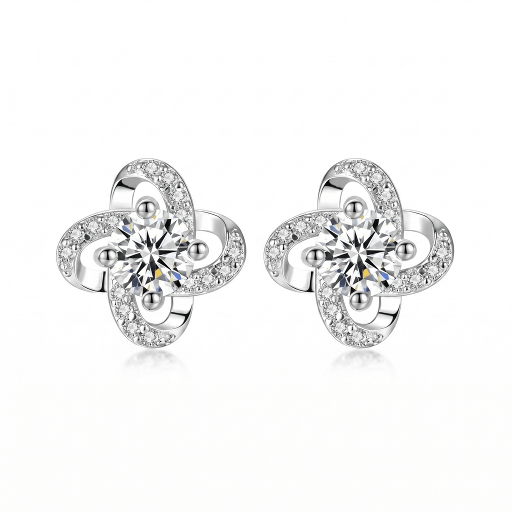 CRYSTAL CLOVER STUD EARRINGS - ÉCLAT MARBELLA