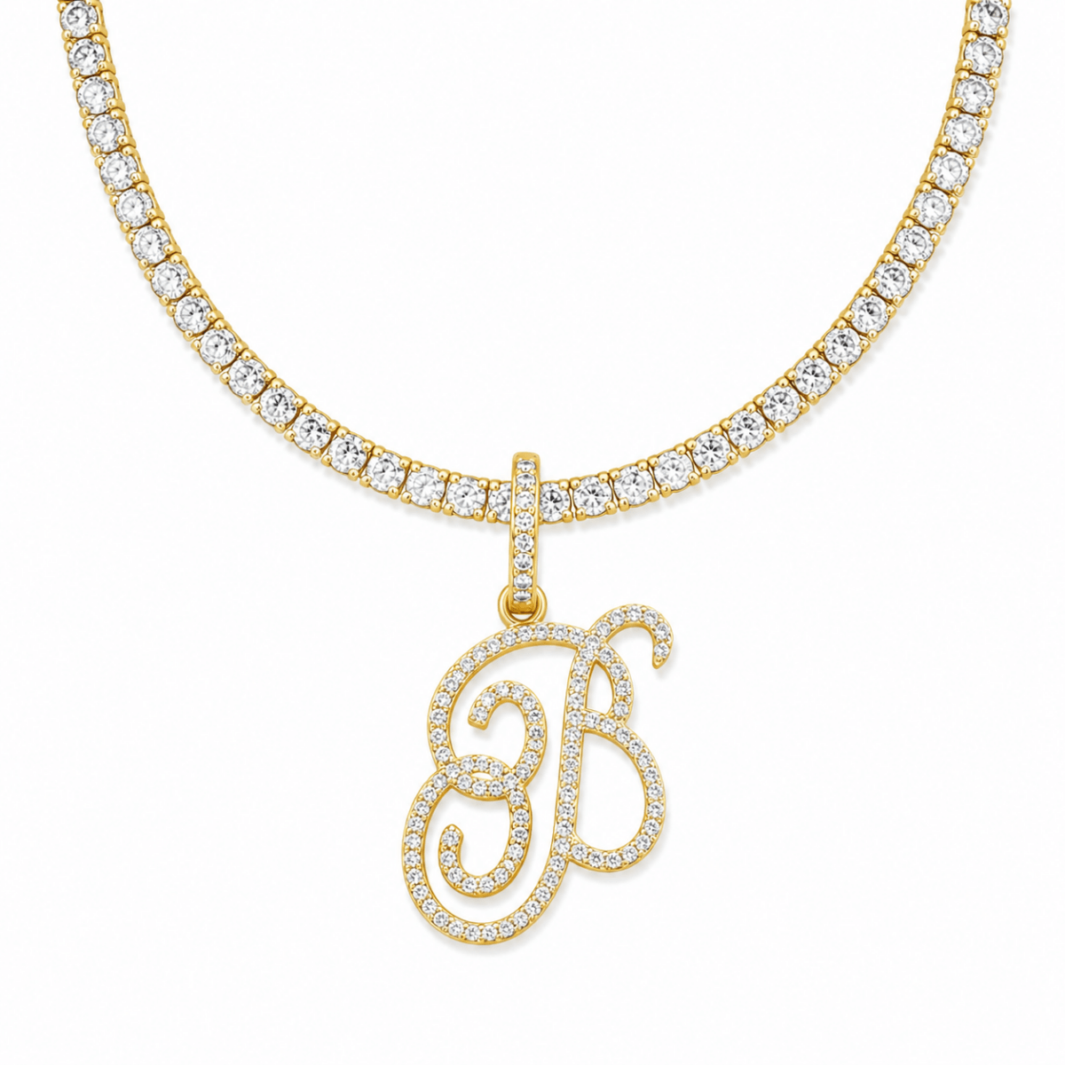 ÉCLAT INITIAL TENNIS NECLACE | GOLD