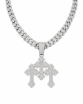 TRIPLE CROSS ICED PENDANT | SILVER