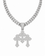 TRIPLE CROSS ICED PENDANT | SILVER